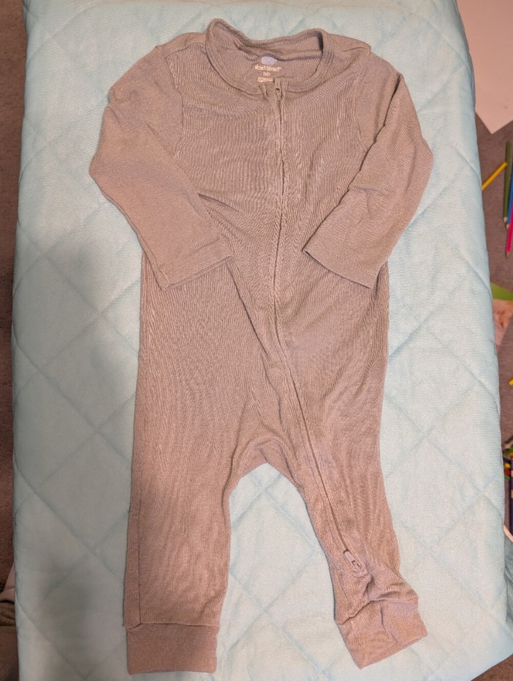 cloud island Light Gray Modal Zip-Front Baby One-Piece 6-9 Month